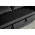 3 in 1 Convertible Sleeper Futon Sofa Bed, 55 Loveseat Lounge Couches with 2 Pillows, USB Ports & Side Pockets