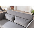 3 in 1 Convertible Sleeper Futon Sofa Bed, 55 Loveseat Lounge Couches with 2 Pillows, USB Ports & Side Pockets