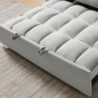 3-in-1 Modern Velvet Loveseat Futon Sleeper Sofa with Pillows Pockets Gray