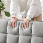 3-in-1 Modern Velvet Loveseat Futon Sleeper Sofa with Pillows Pockets Gray