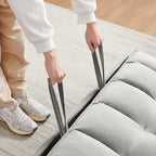 3-in-1 Modern Velvet Loveseat Futon Sleeper Sofa with Pillows Pockets Gray