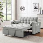 3-in-1 Modern Velvet Loveseat Futon Sleeper Sofa with Pillows Pockets Gray