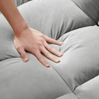 3-in-1 Modern Velvet Loveseat Futon Sleeper Sofa with Pillows Pockets Gray