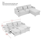 3 in 1 Pull Out Couch Bed Sofa Bed with USB Ports & Cup Holders