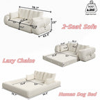 3-in-1 Teddy Fabric Foam-Filled Sleeper Sofa Bed