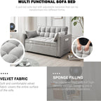 3-in-1 Velvet Sleeper Sofa Bed - Pull Out Couch with Adjustable Backrest, Armrests & Storage Pockets for Living Room