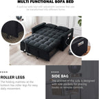 3-in-1 Velvet Sleeper Sofa Bed - Pull Out Couch with Adjustable Backrest, Armrests & Storage Pockets for Living Room