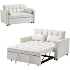 3-in-1 Velvet Sleeper Sofa Bed - Pull Out Couch with Adjustable Backrest, Armrests & Storage Pockets for Living Room