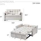 3-in-1 Velvet Sleeper Sofa Bed - Pull Out Couch with Adjustable Backrest, Armrests & Storage Pockets for Living Room