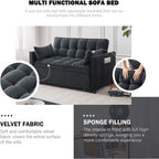 3-in-1 Velvet Sleeper Sofa Bed - Pull Out Couch with Adjustable Backrest, Armrests & Storage Pockets for Living Room