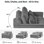 3 in 1 Velvet Sofa Bed with Adjustable Backrest