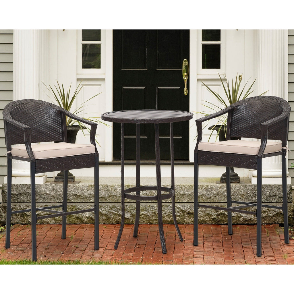 3-piece Outdoor Bar Set with Iron Table Top