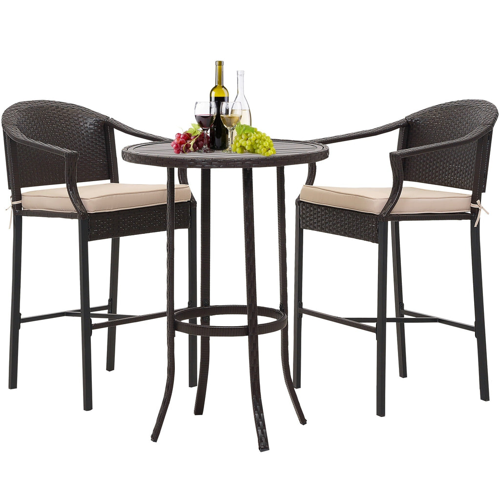 3-piece Outdoor Bar Set with Iron Table Top