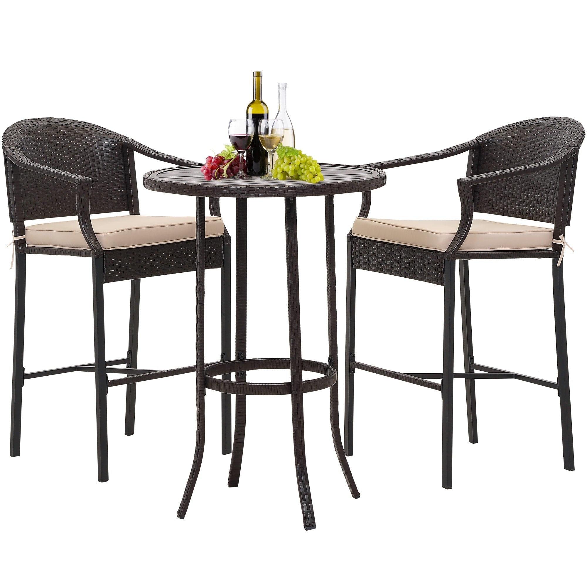 3-piece Outdoor Bar Set with Iron Table Top