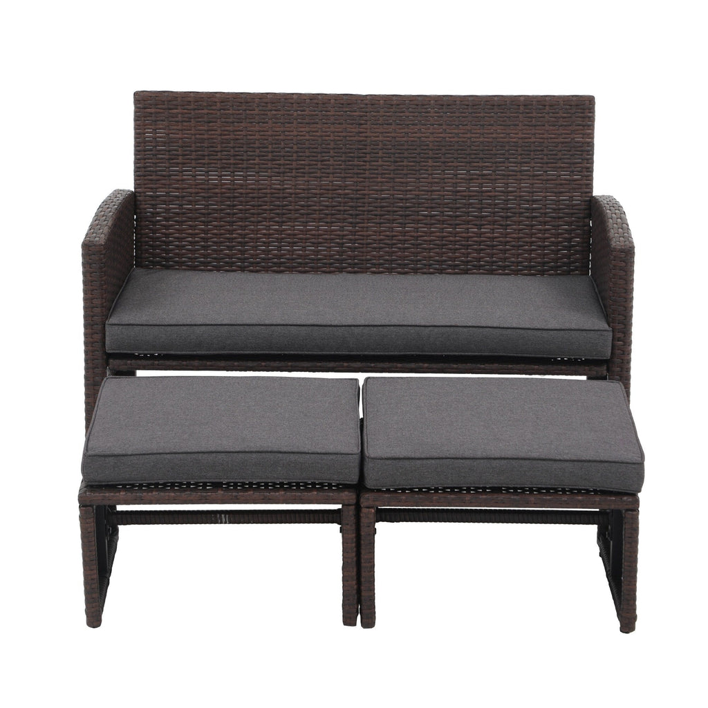 3-piece Outdoor Rattan Sofa Set with Cushions