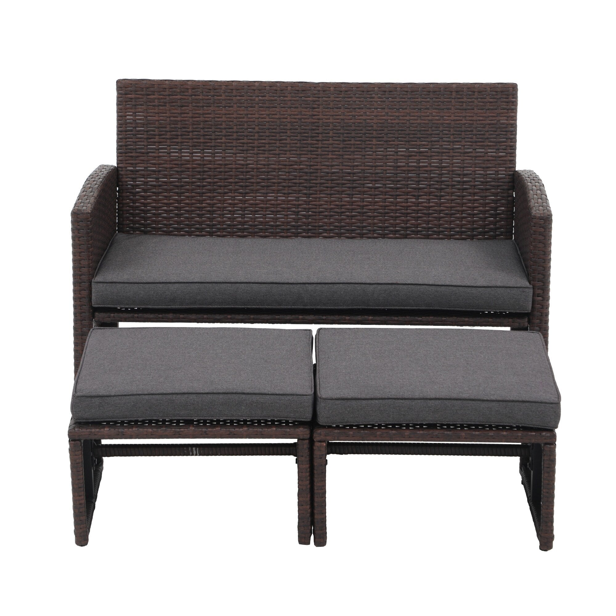 3-piece Outdoor Rattan Sofa Set with Cushions
