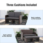 3-piece Outdoor Rattan Sofa Set with Cushions