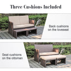 3-piece Outdoor Rattan Sofa Set with Cushions