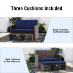 3-piece Outdoor Rattan Sofa Set with Cushions