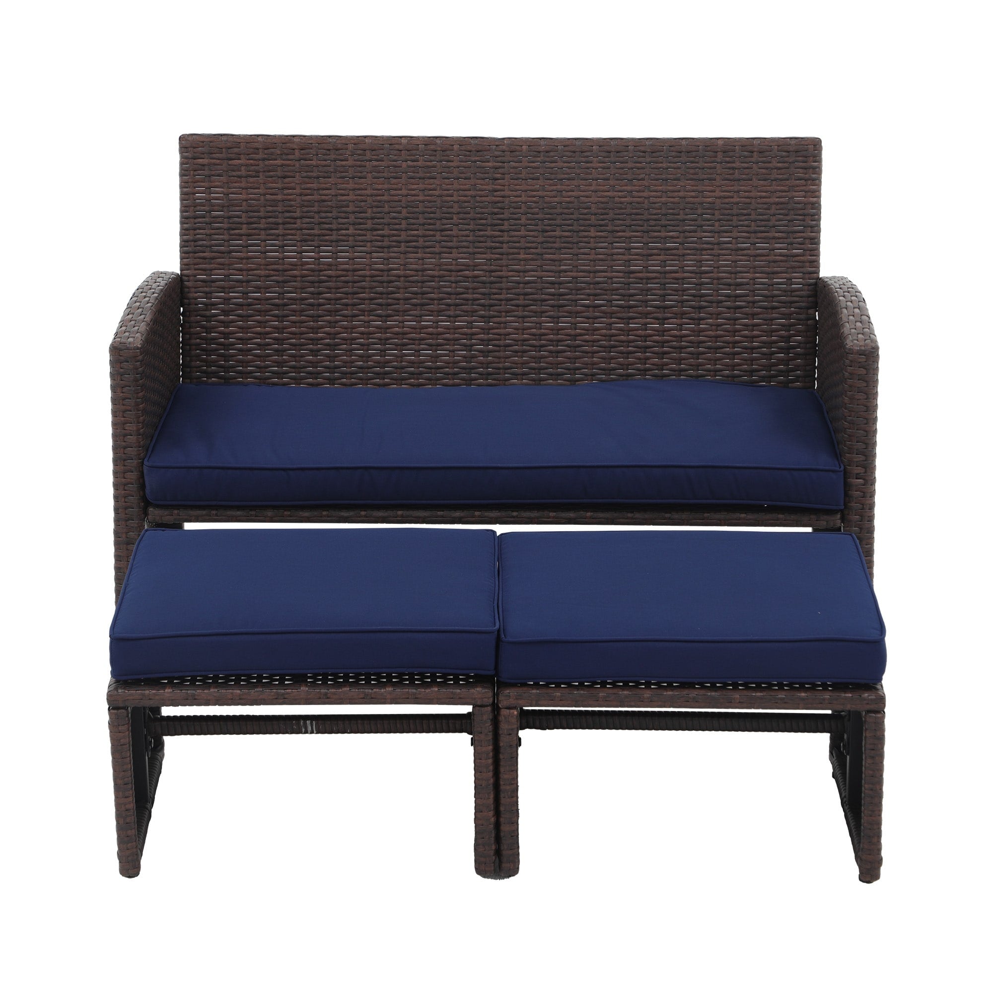 3-piece Outdoor Rattan Sofa Set with Cushions