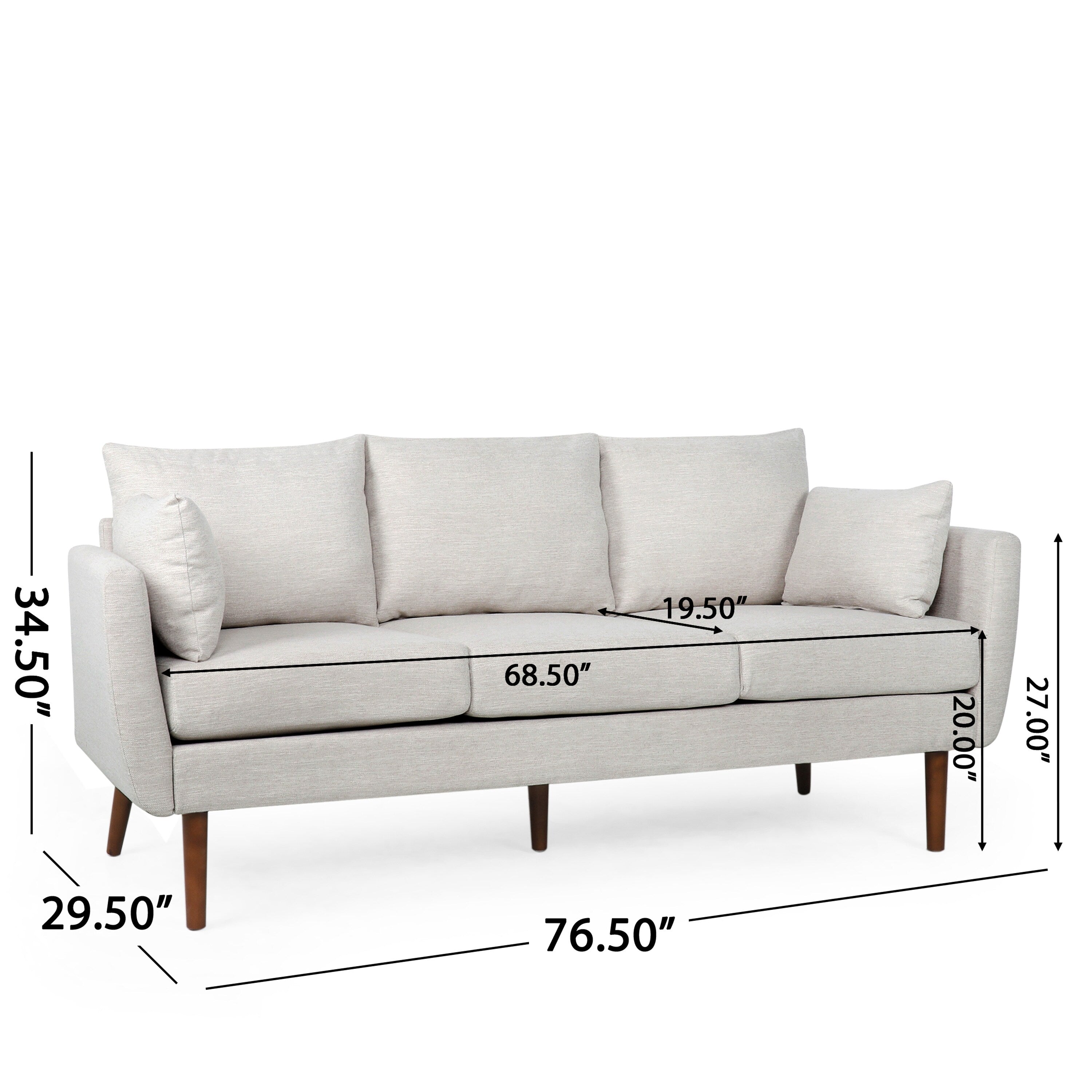 3-seater Sofa with Birchwood Legs and Pillows