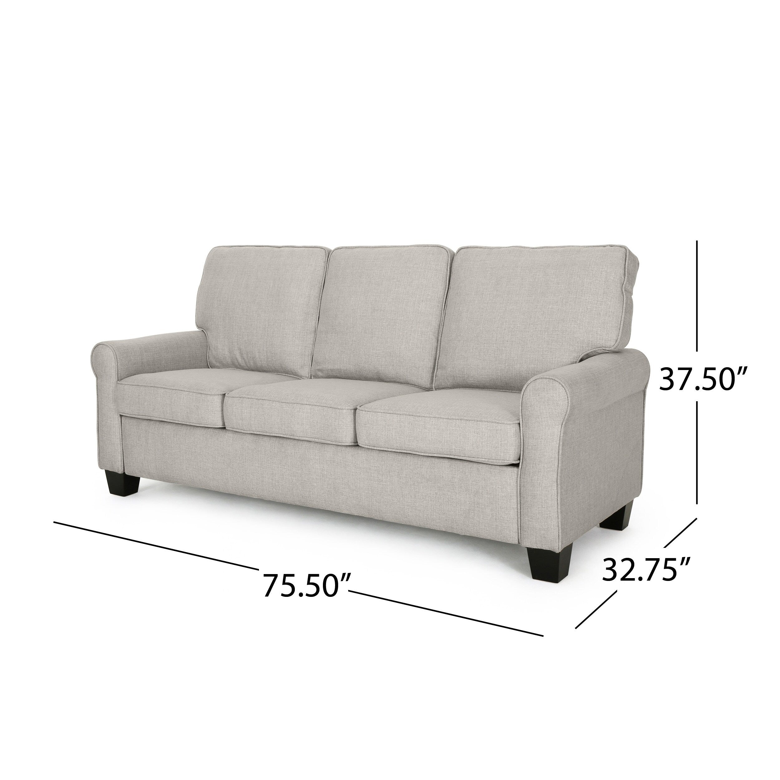 3-seater Sofa with Overstuffed Cushions and Tapered Legs