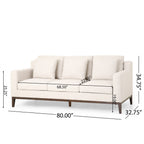 3-seater Sofa with Wood Legs and Matching Pillows