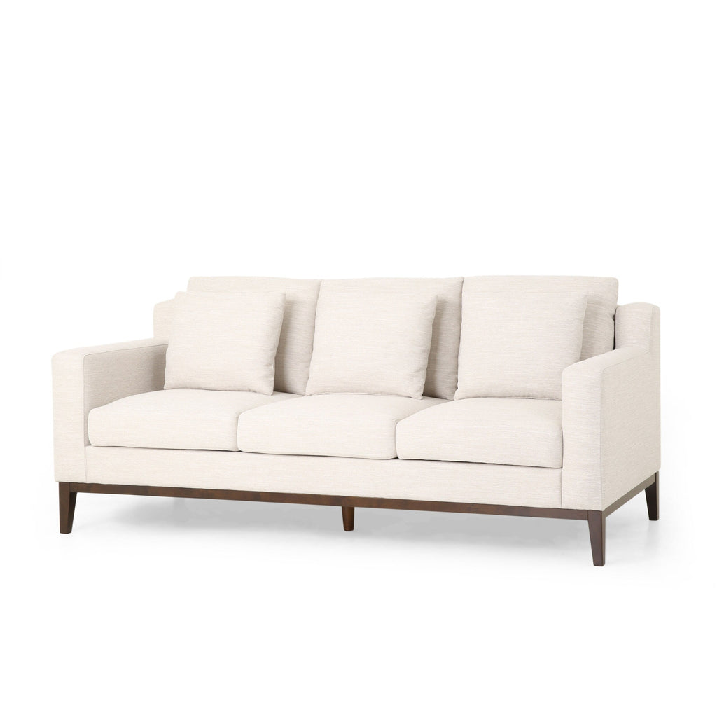 3-seater Sofa with Wood Legs and Matching Pillows
