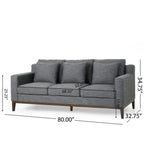 3-seater Sofa with Wood Legs and Matching Pillows
