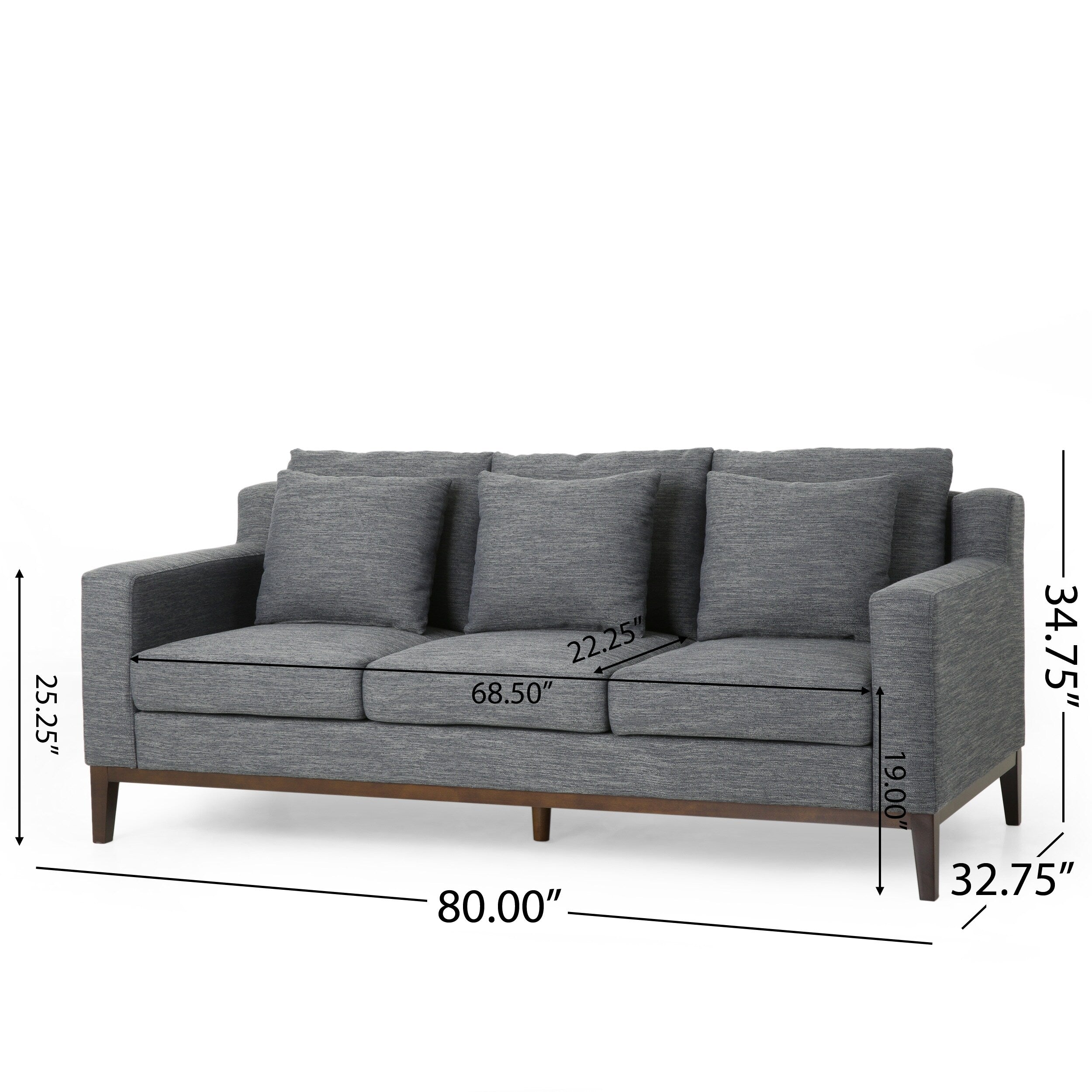3-seater Sofa with Wood Legs and Matching Pillows