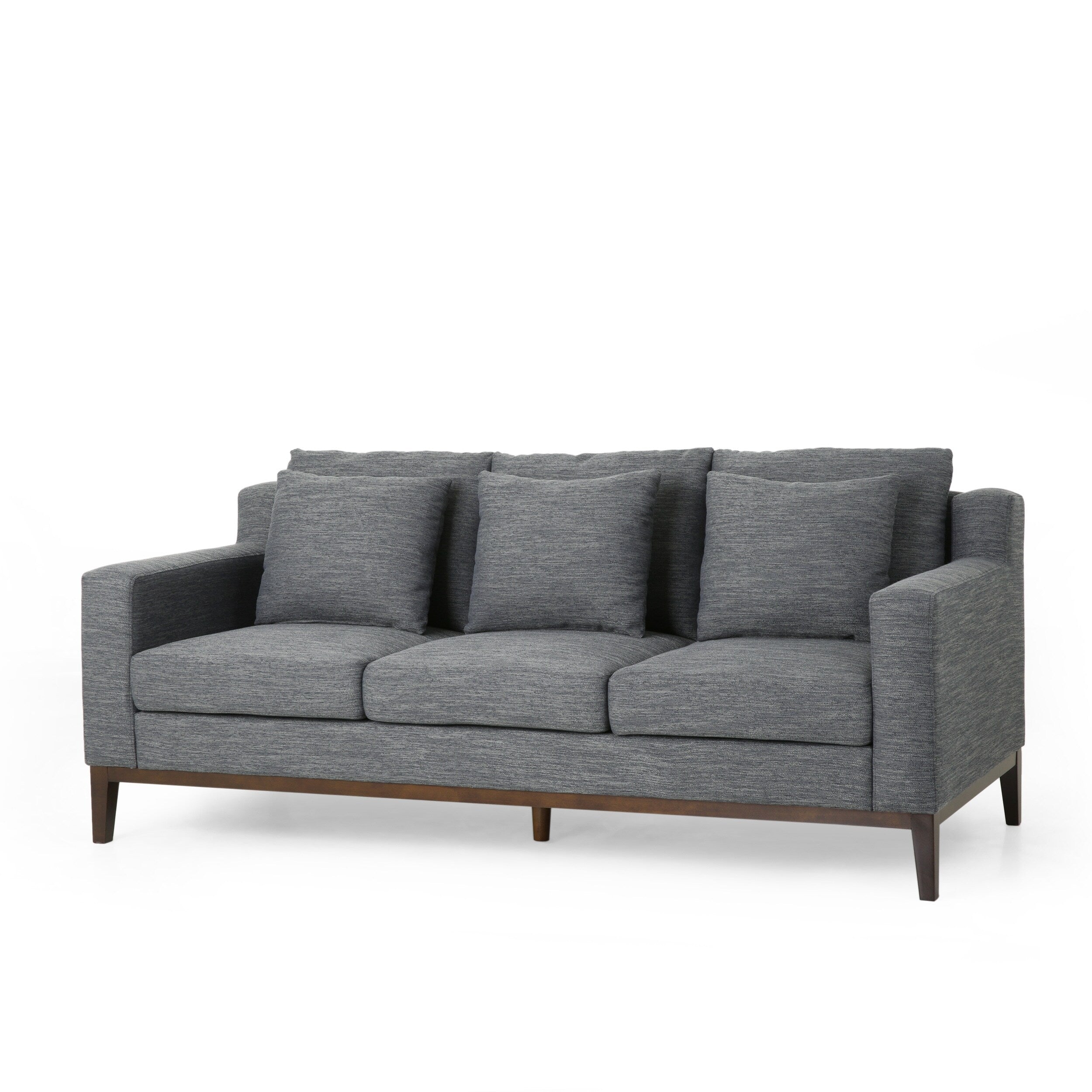 3-seater Sofa with Wood Legs and Matching Pillows