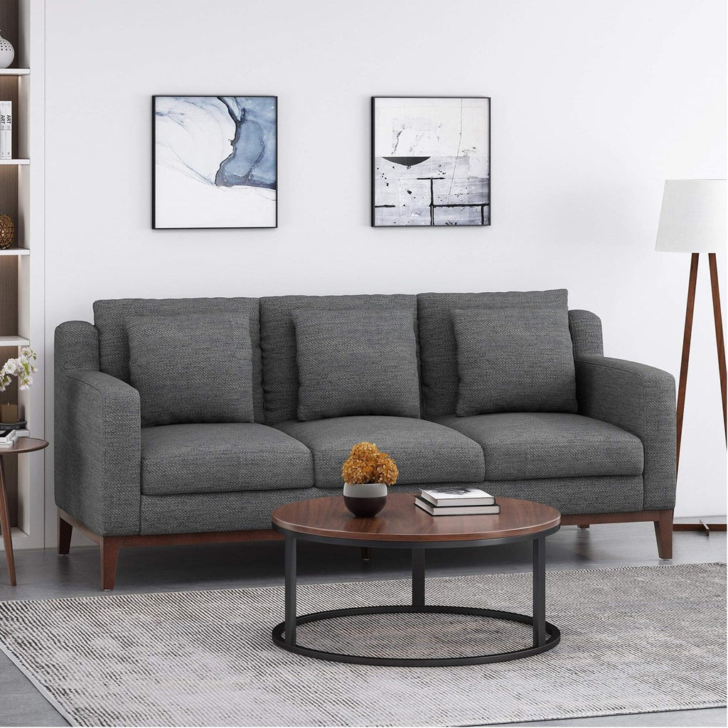 3-seater Sofa with Wood Legs and Matching Pillows