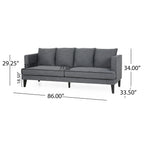 3-seater Sofa with Wood Legs and Tufted Back