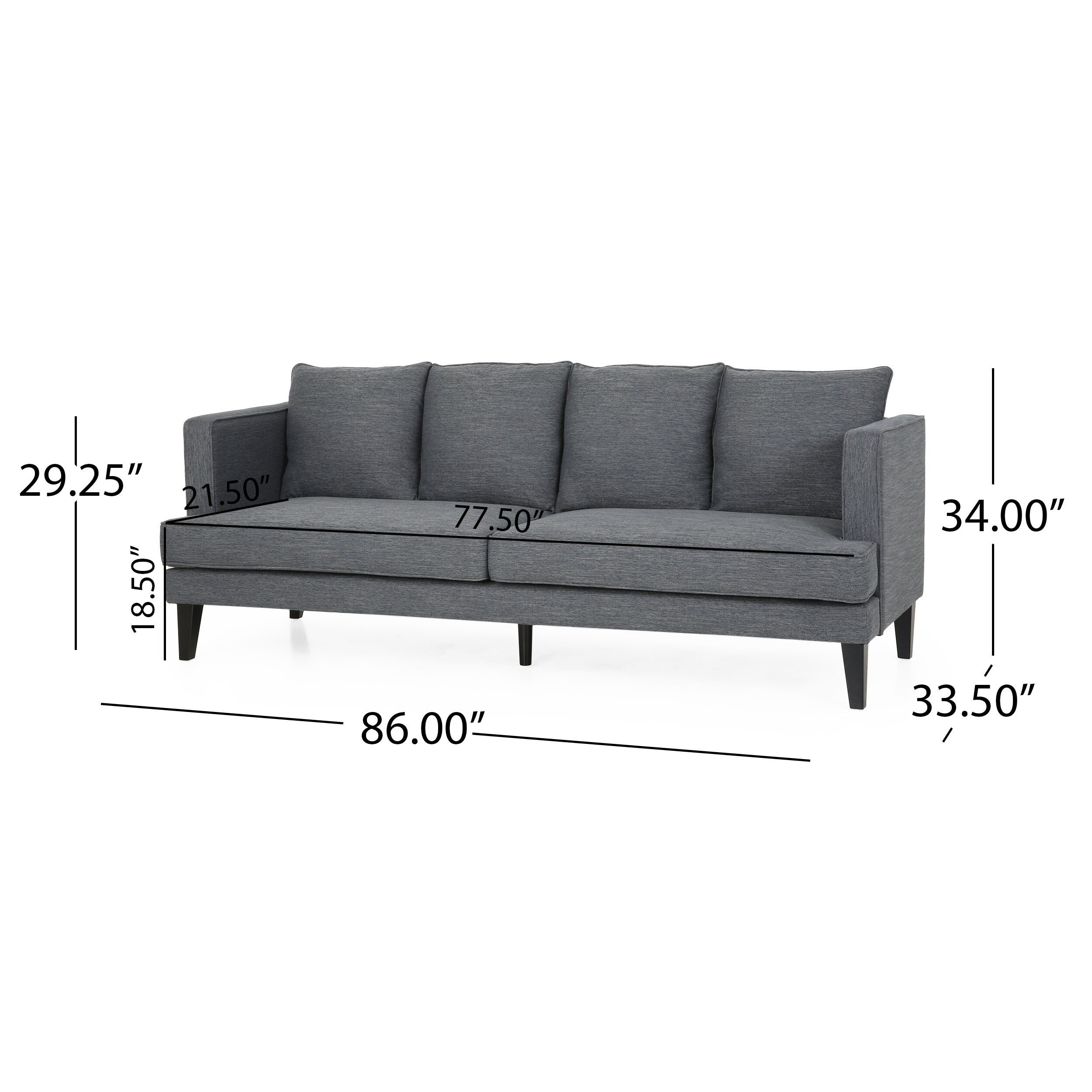 3-seater Sofa with Wood Legs and Tufted Back