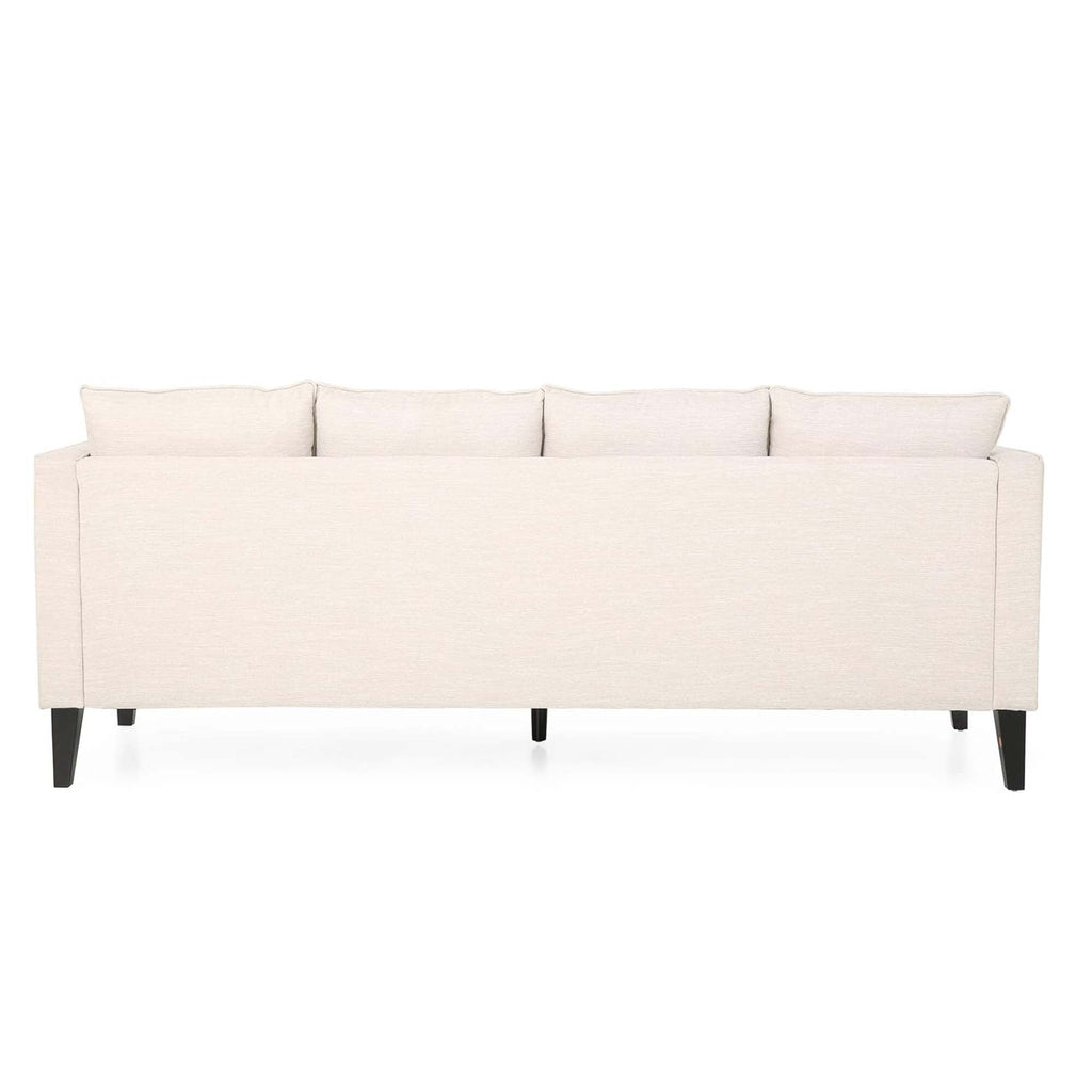 3-seater Sofa with Wood Legs and Tufted Back