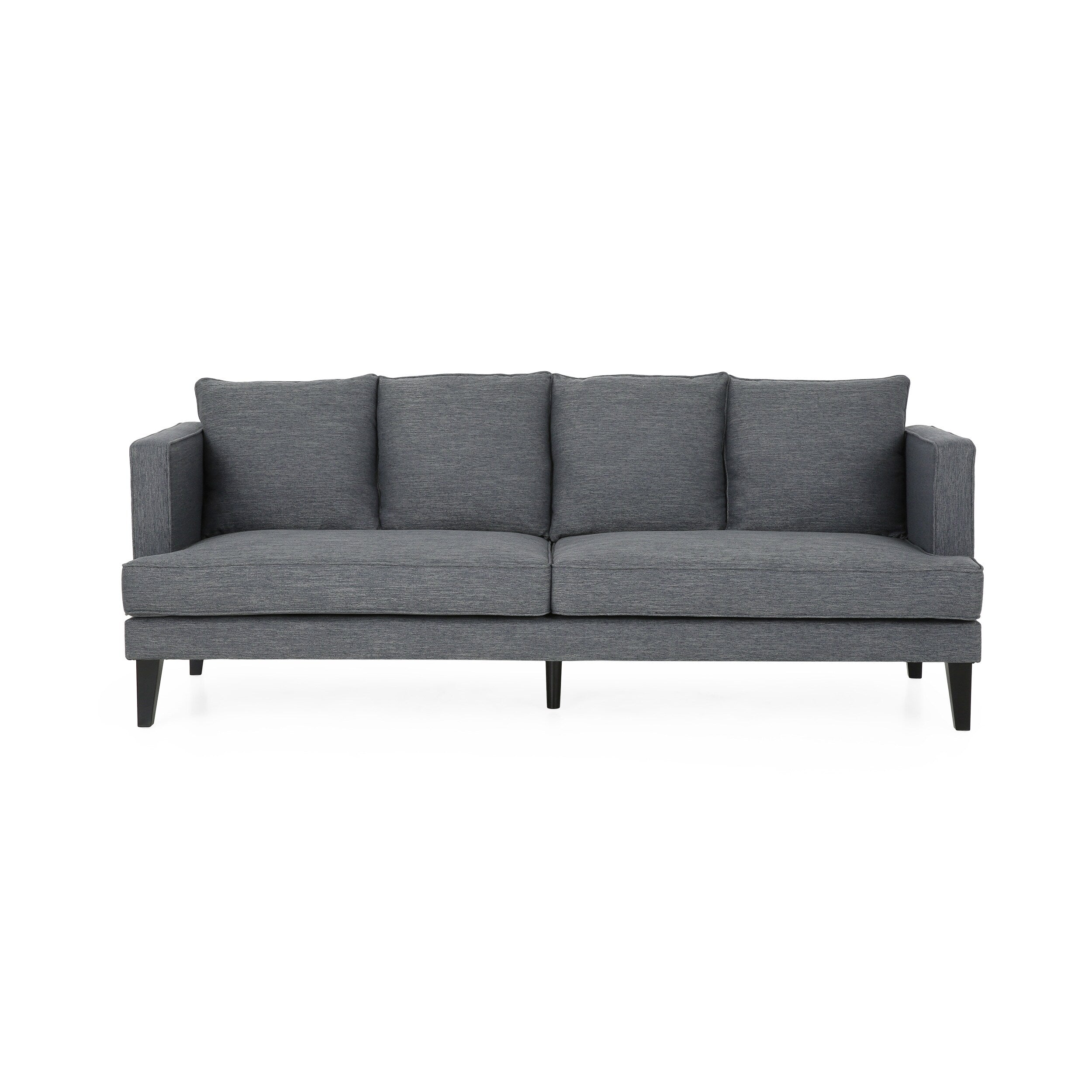 3-seater Sofa with Wood Legs and Tufted Back