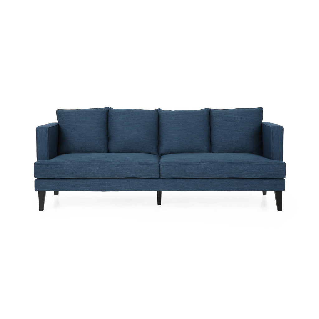 3-seater Sofa with Wood Legs and Tufted Back