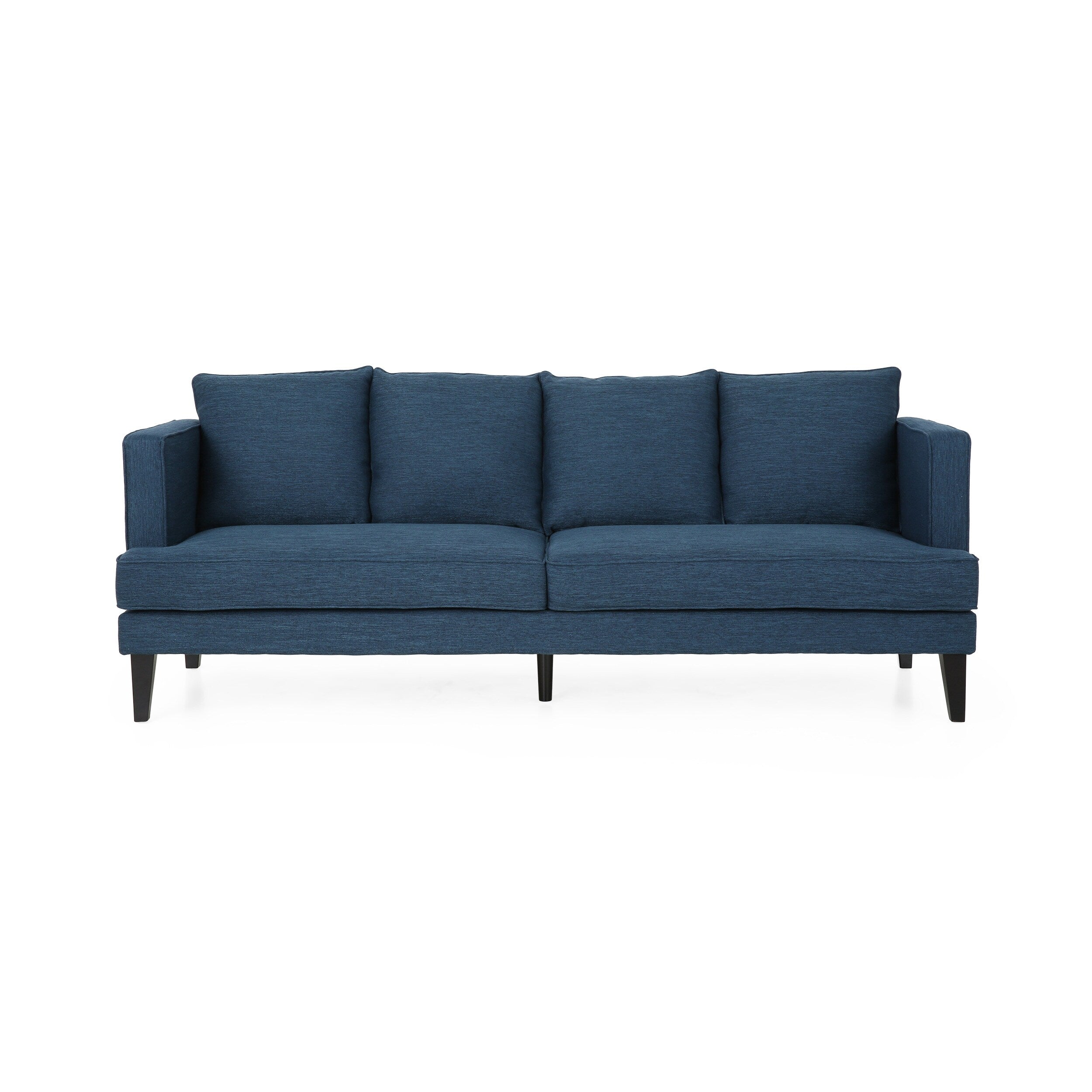 3-seater Sofa with Wood Legs and Tufted Back