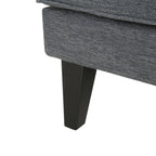 3-seater Sofa with Wood Legs and Tufted Back