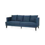 3-seater Sofa with Wood Legs and Tufted Back