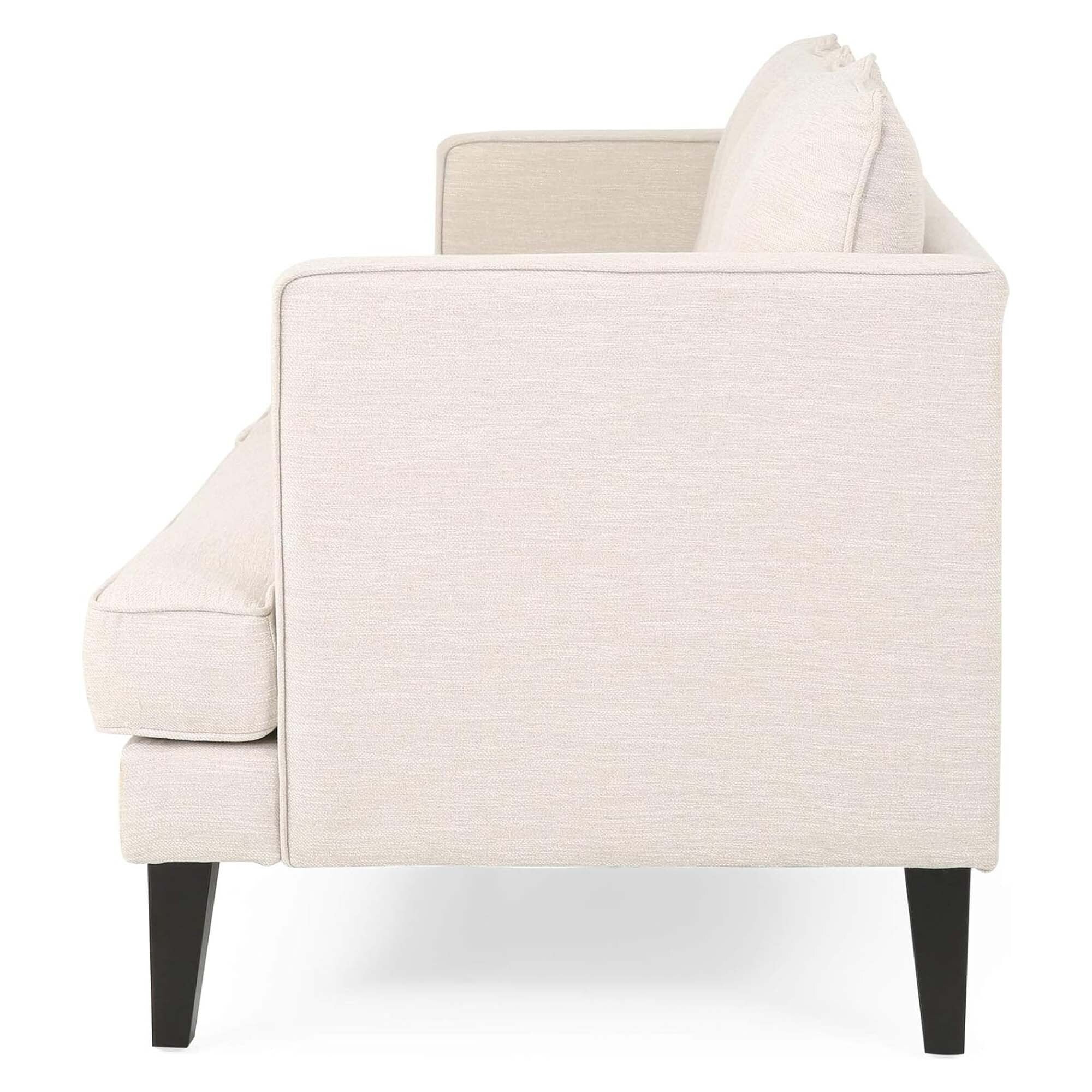3-seater Sofa with Wood Legs and Tufted Back