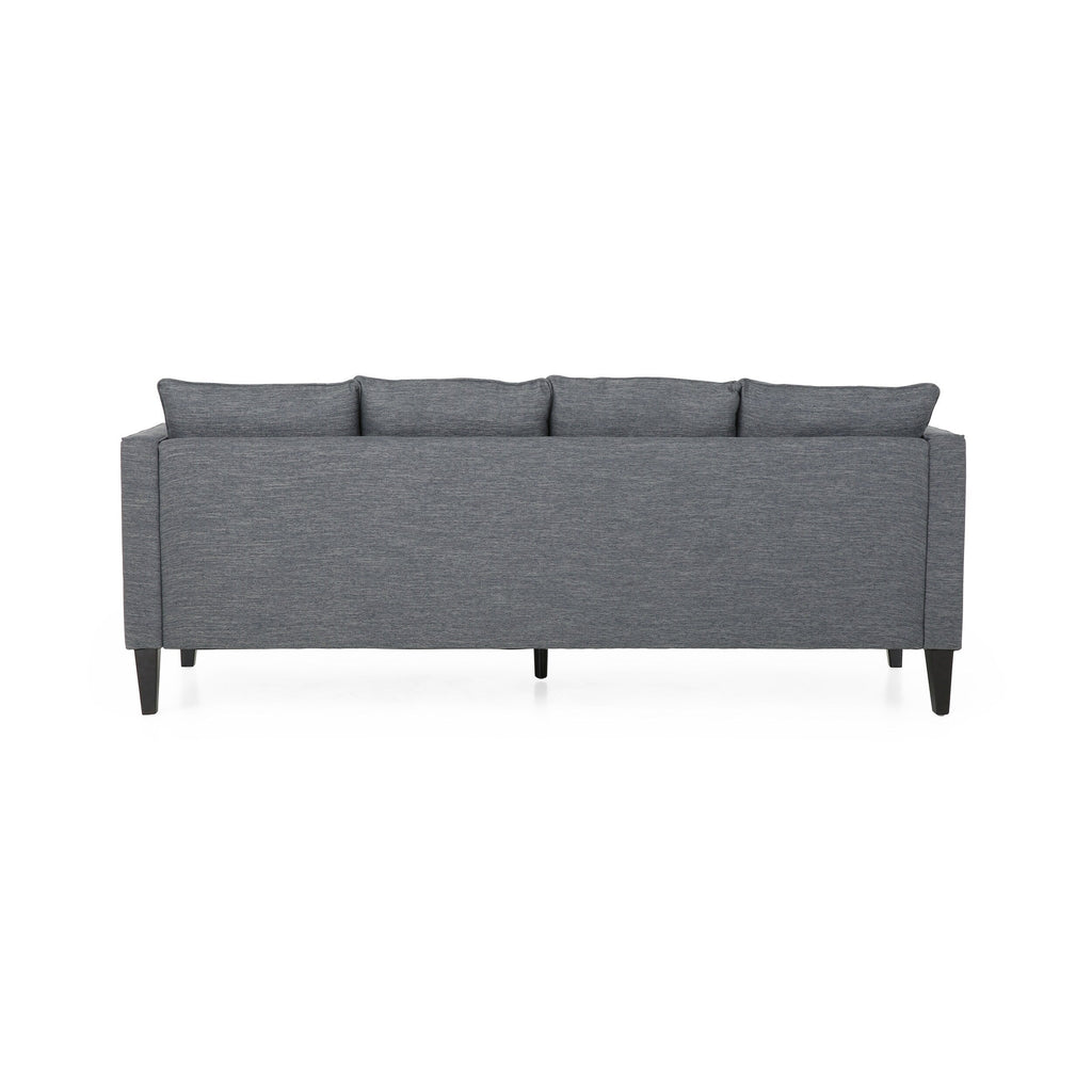 3-seater Sofa with Wood Legs and Tufted Back