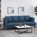 3-seater Sofa with Wood Legs and Tufted Back