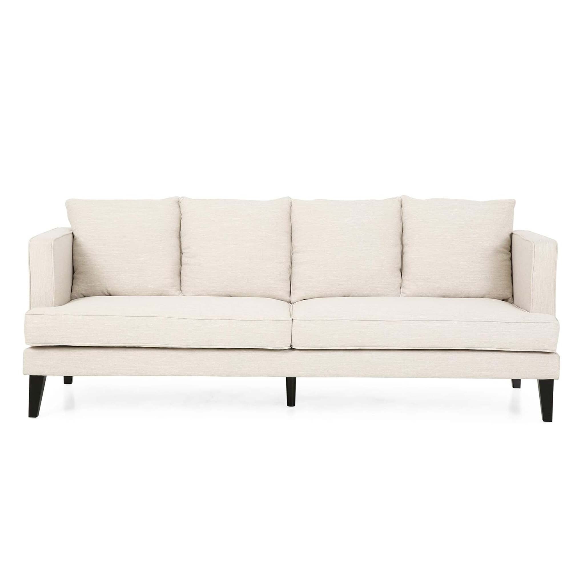 3-seater Sofa with Wood Legs and Tufted Back