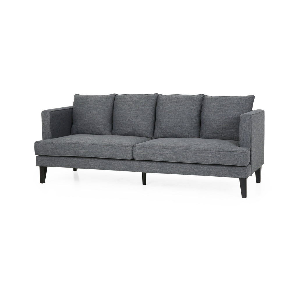 3-seater Sofa with Wood Legs and Tufted Back