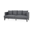 3-seater Sofa with Wood Legs and Tufted Back