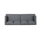 3-seater Sofa with Wood Legs and Tufted Back