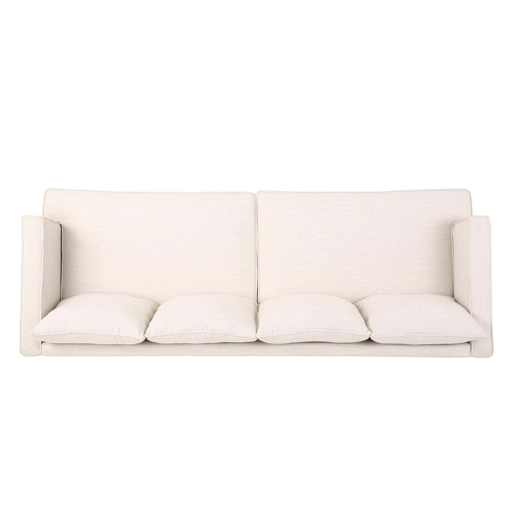 3-seater Sofa with Wood Legs and Tufted Back