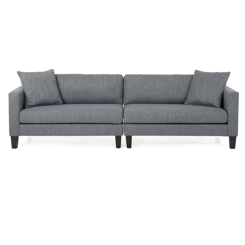 3-seater Sofa with Wood Legs and Two Pillows