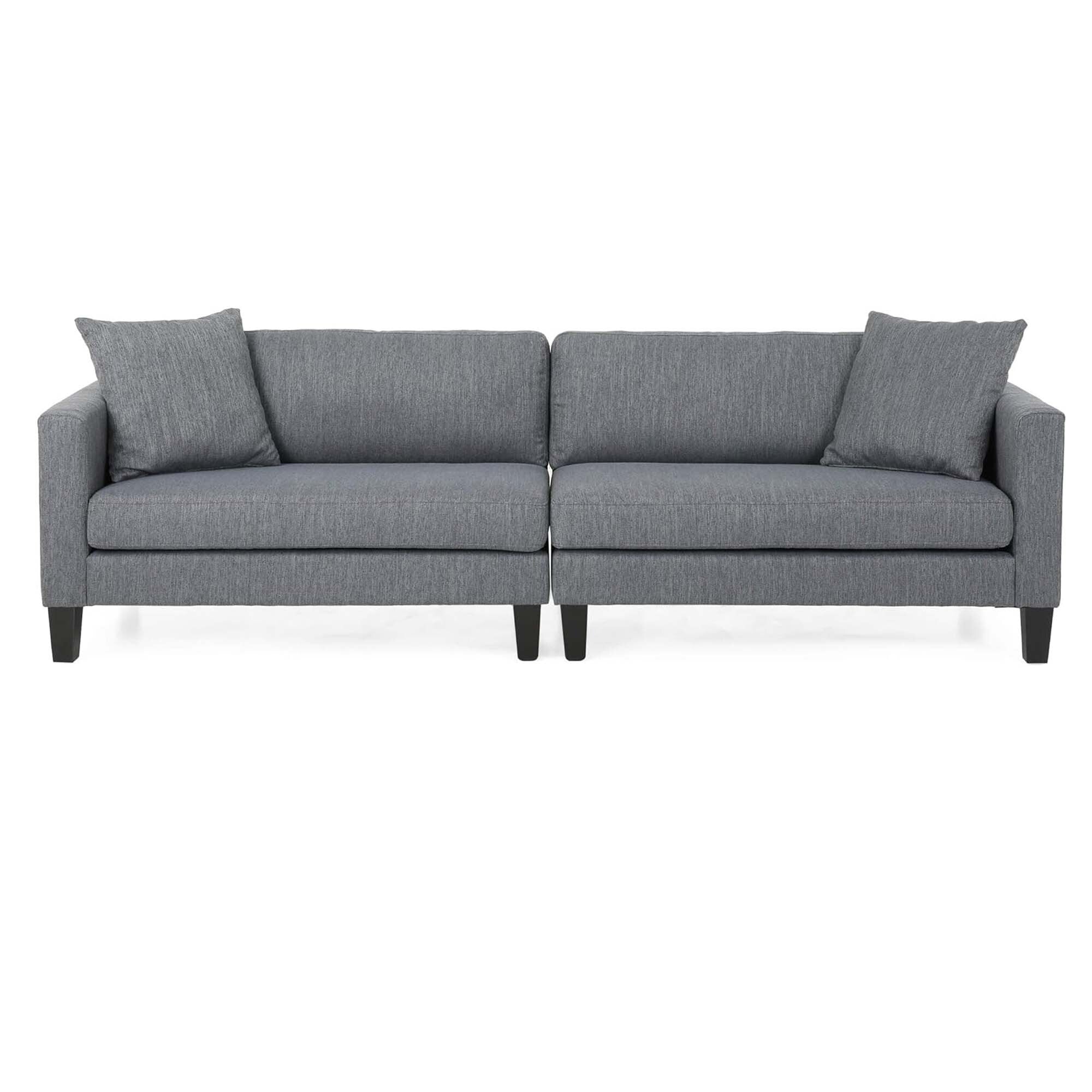 3-seater Sofa with Wood Legs and Two Pillows